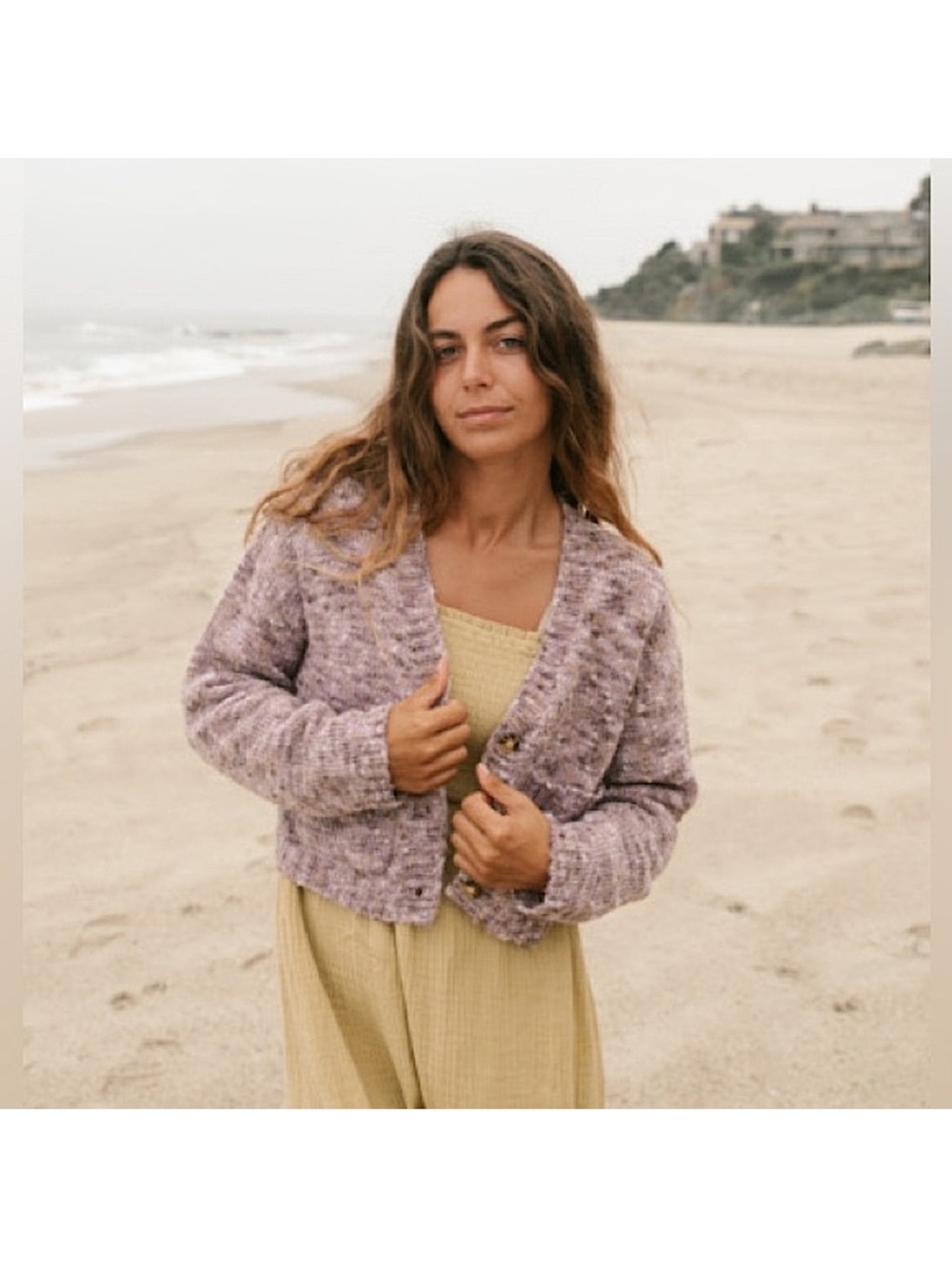 Billabong Lavender Button-Front Chunky Knit Cardigan